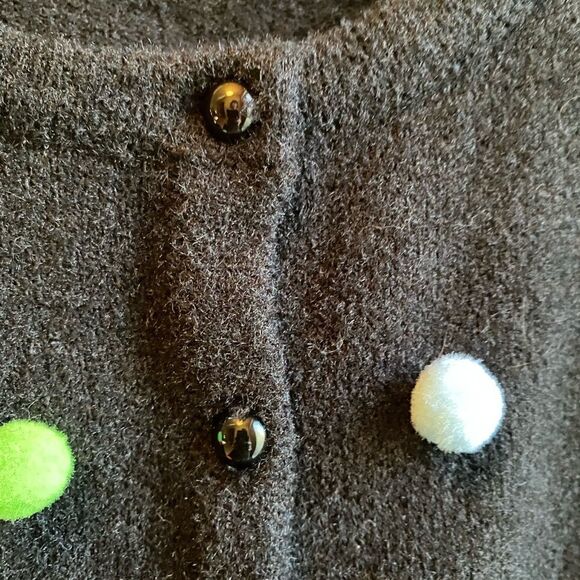 NEVER WORN Black ModCloth cardigan with colourful pom poms - Picture 5 of 8